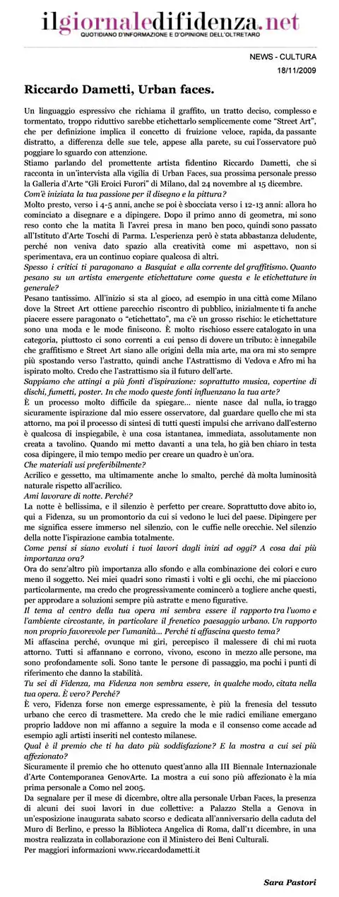 Intervista Il Giornale di Fidenza